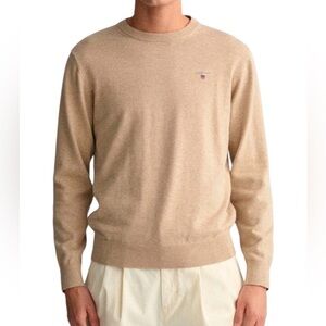 Gant Men's Cotton Neutral Classic Long Sleeve Crewneck Sweater Medium Beige